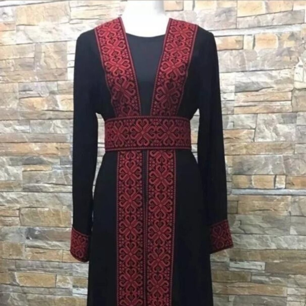 Palestine Tatreez Embroidered Palestinian Traditional Dress Thobe/Bisht one size